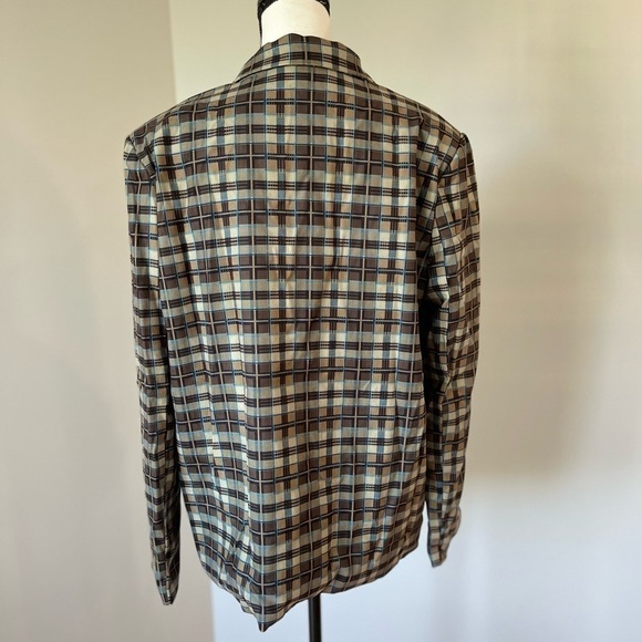 Cider plaid pattern ruched blazer with shoulder pads in a size large - Picture 13 of 16